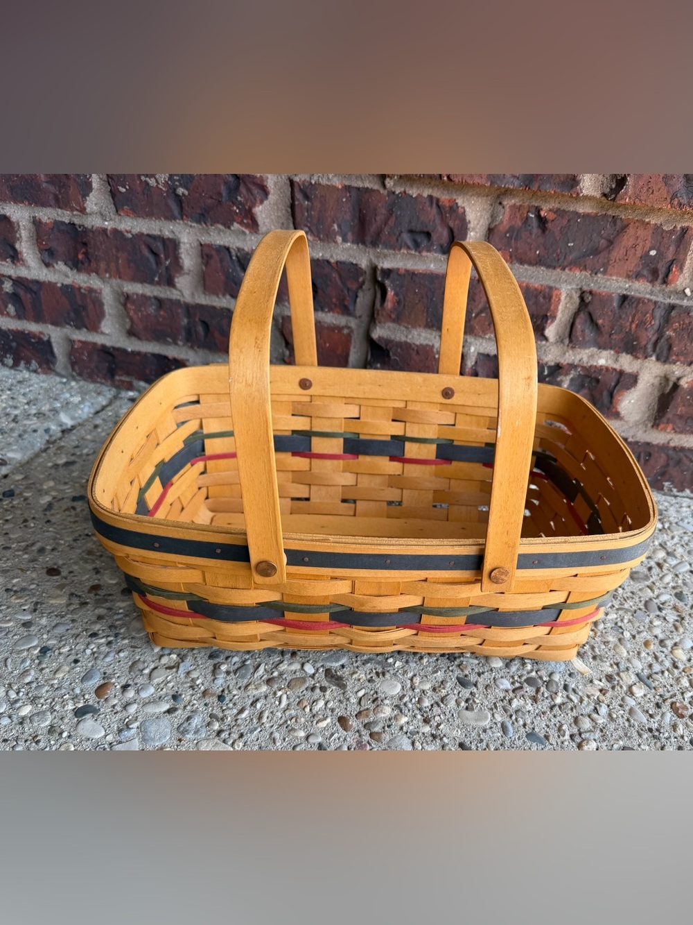 Longaberger 1999 Blue Ribbon Canning Basket Handwoven Double Handle